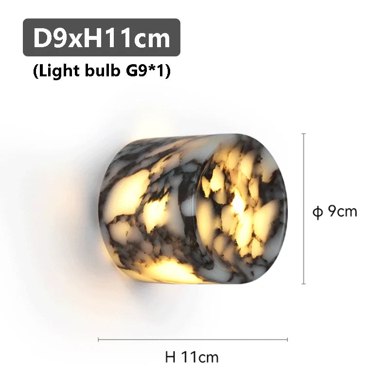 Cylindrical Marble Hallway Wall Lamp