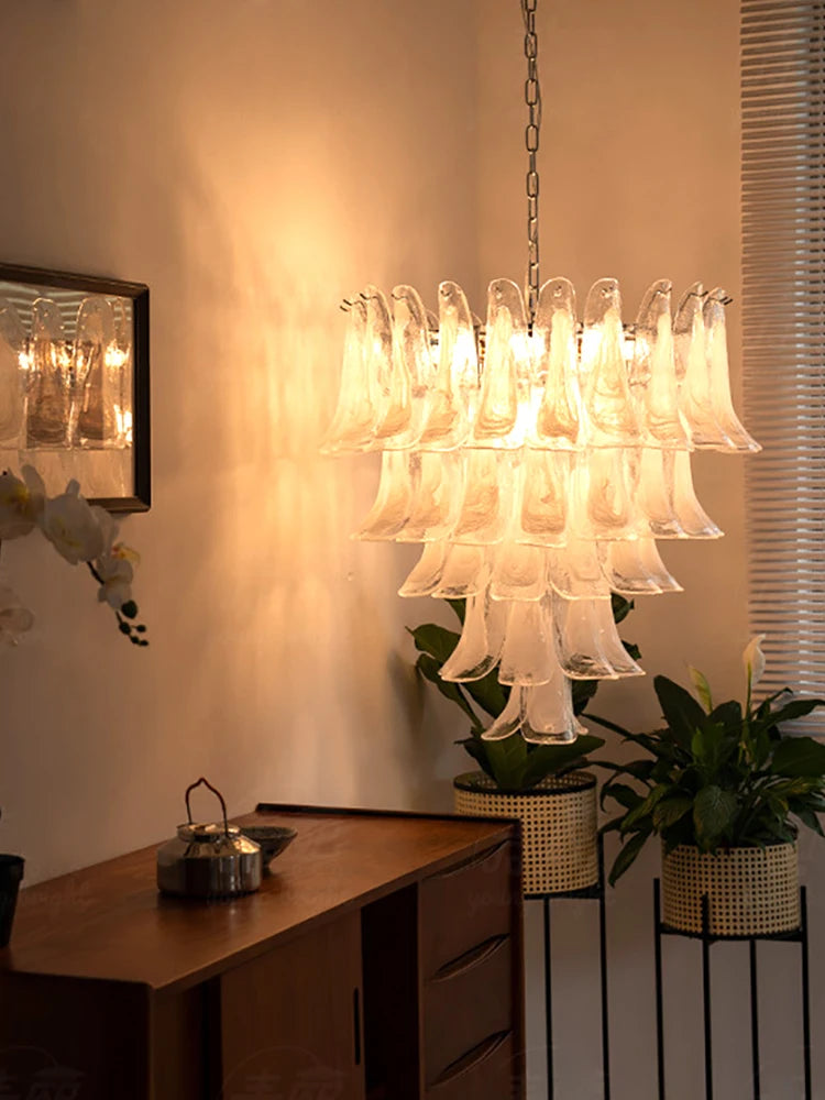 White Petal Glass Chandelier