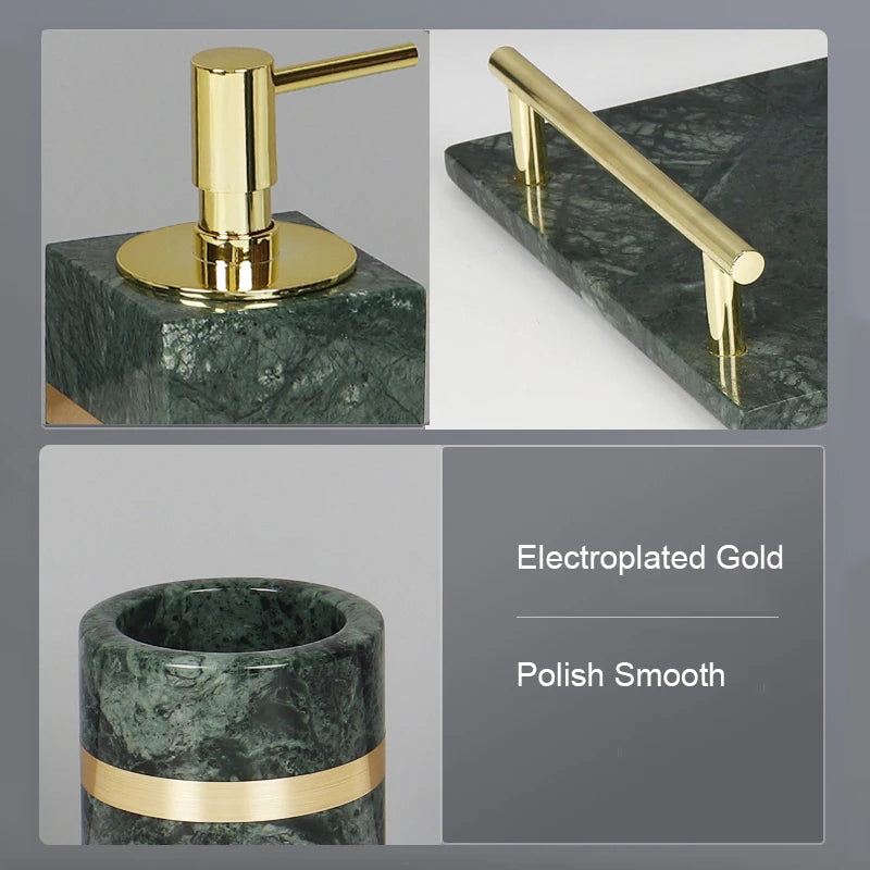 Indian Green Natural Marble Bathroom Set