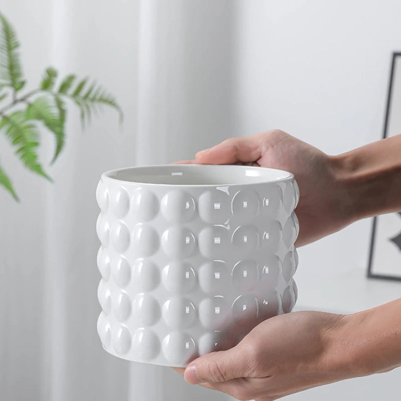 White Ceramic Flowerpot