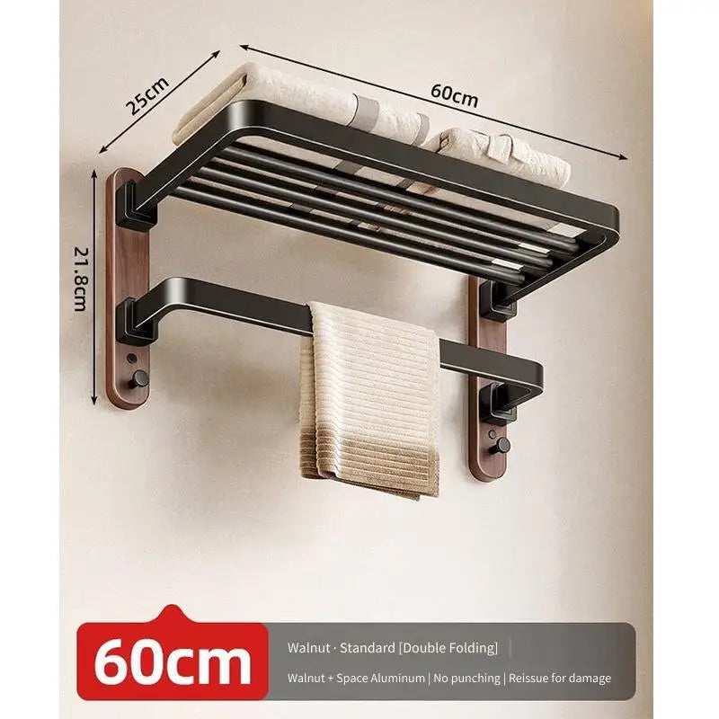 Walnut Folding Towel Rack