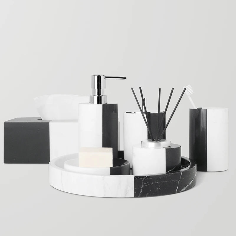 Black and White Natural Marble Set