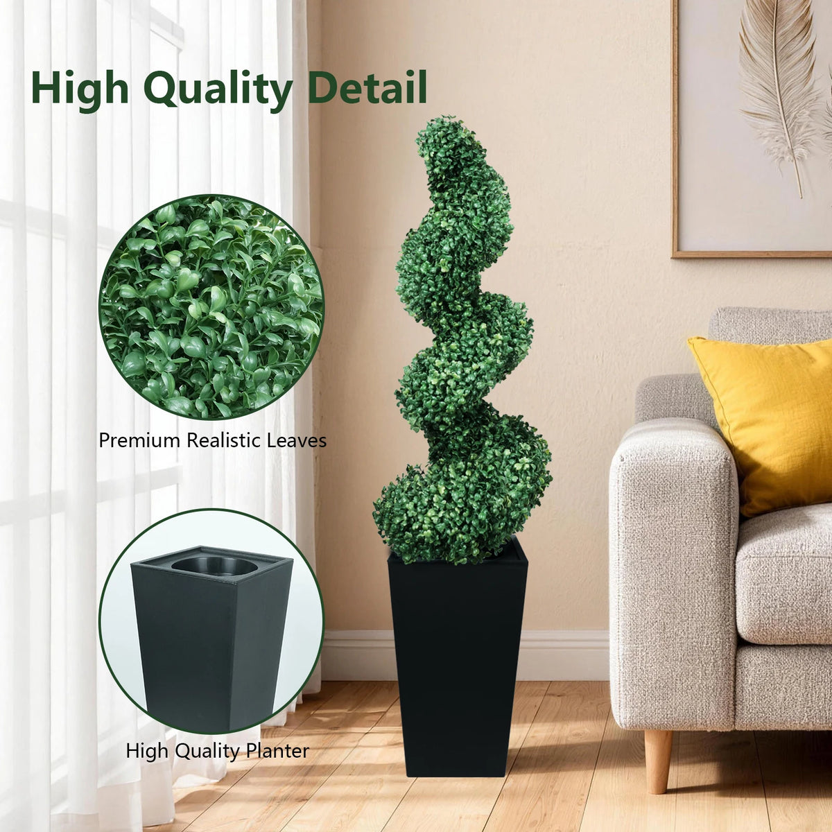 Spiral Boxwood Topiary Pair