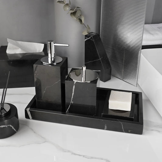 Black Nero Marquina Marble Bathroom Set