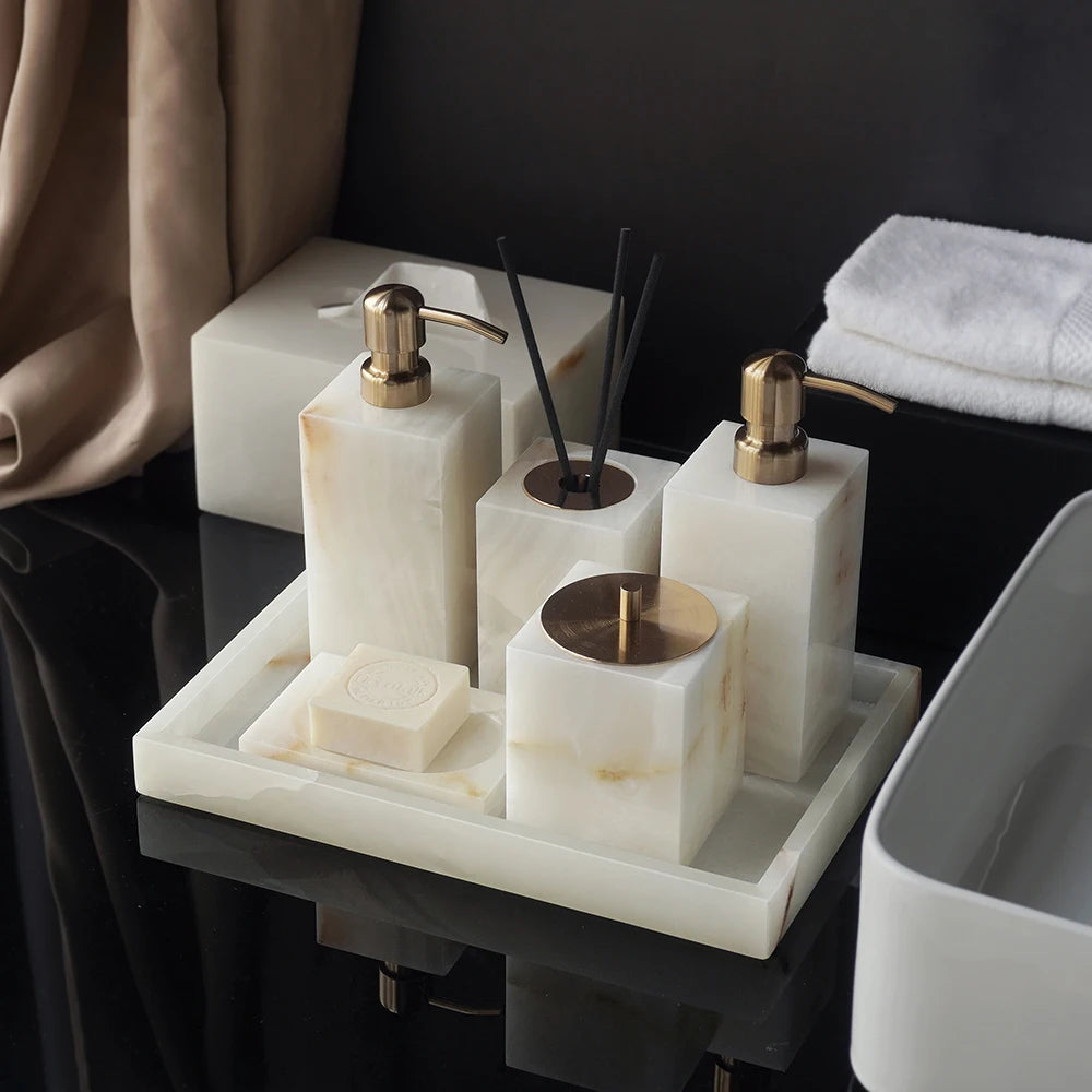 White Onyx Marble Bath Trio