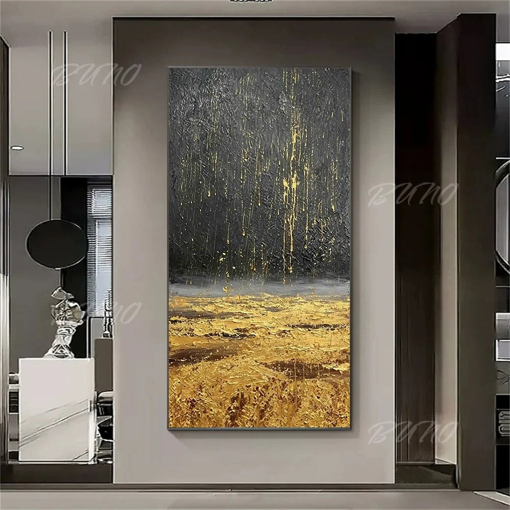 Black Gold Foil Painting