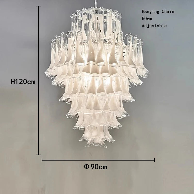 White Petal Glass Chandelier