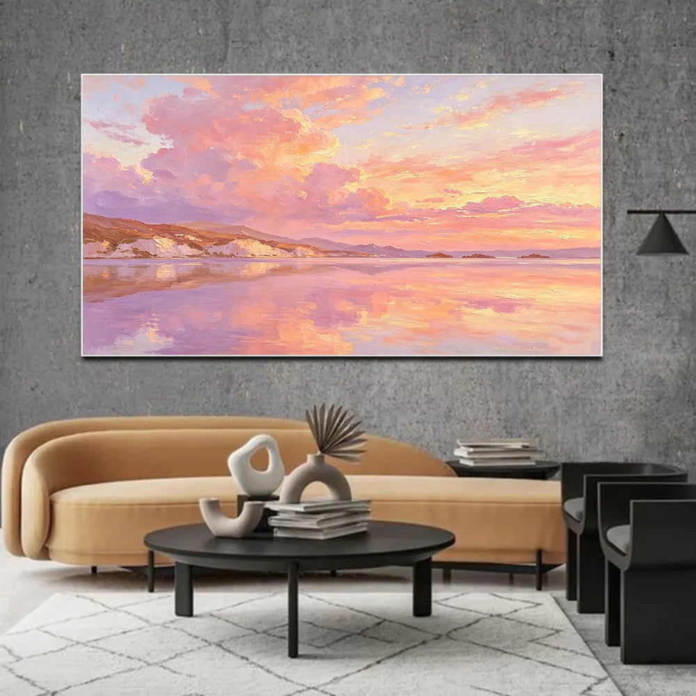 Pastel Sunset Lake Painting