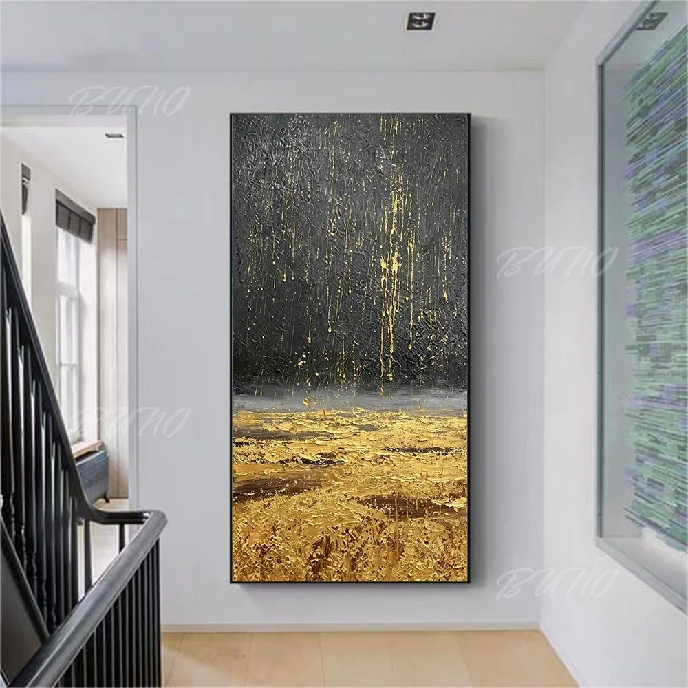 Black Gold Foil Painting