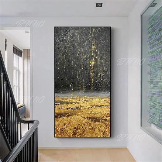 Black Gold Foil Painting