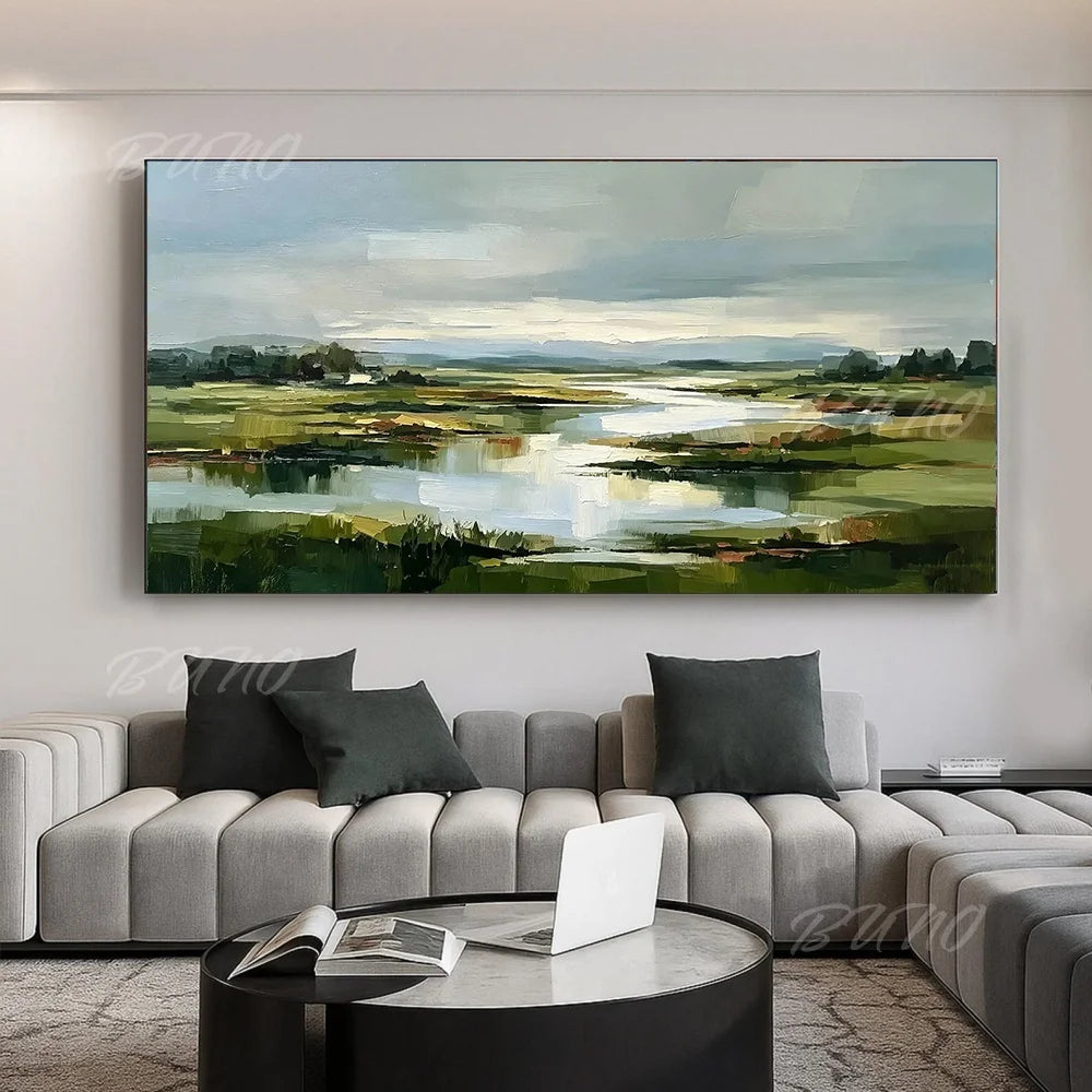 Green Wetland River Art