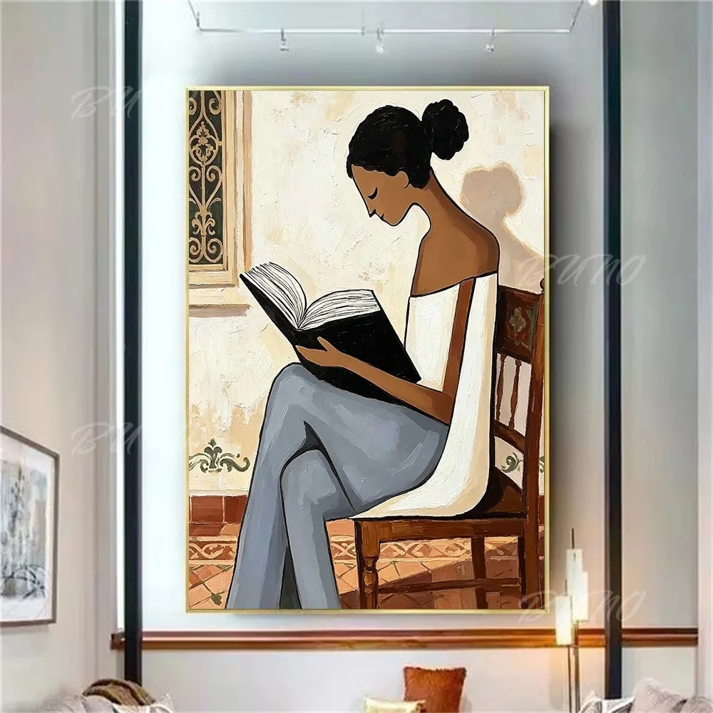 Bohemian Reading Lady Painting