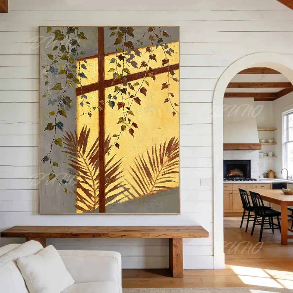 Sunlit Palm Leaf Painting