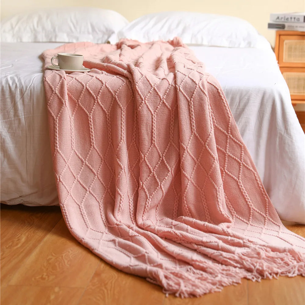 Khaki Wave Knitted Throw