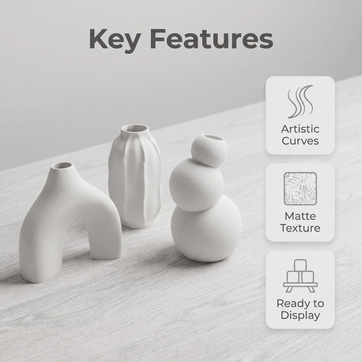 Curved Abstract Vase Trio