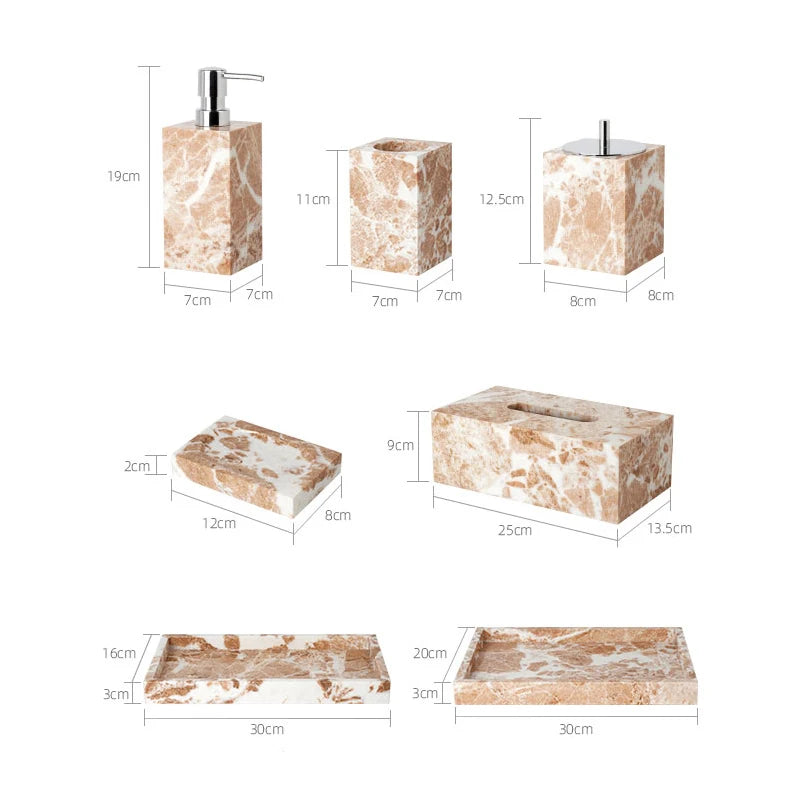 Coral Pink Natural Marble Set