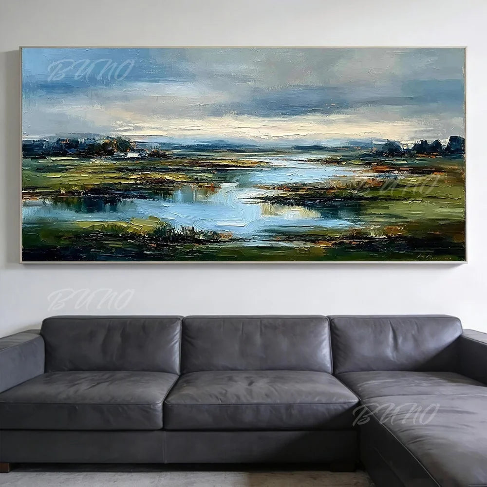 Green Wetland River Art