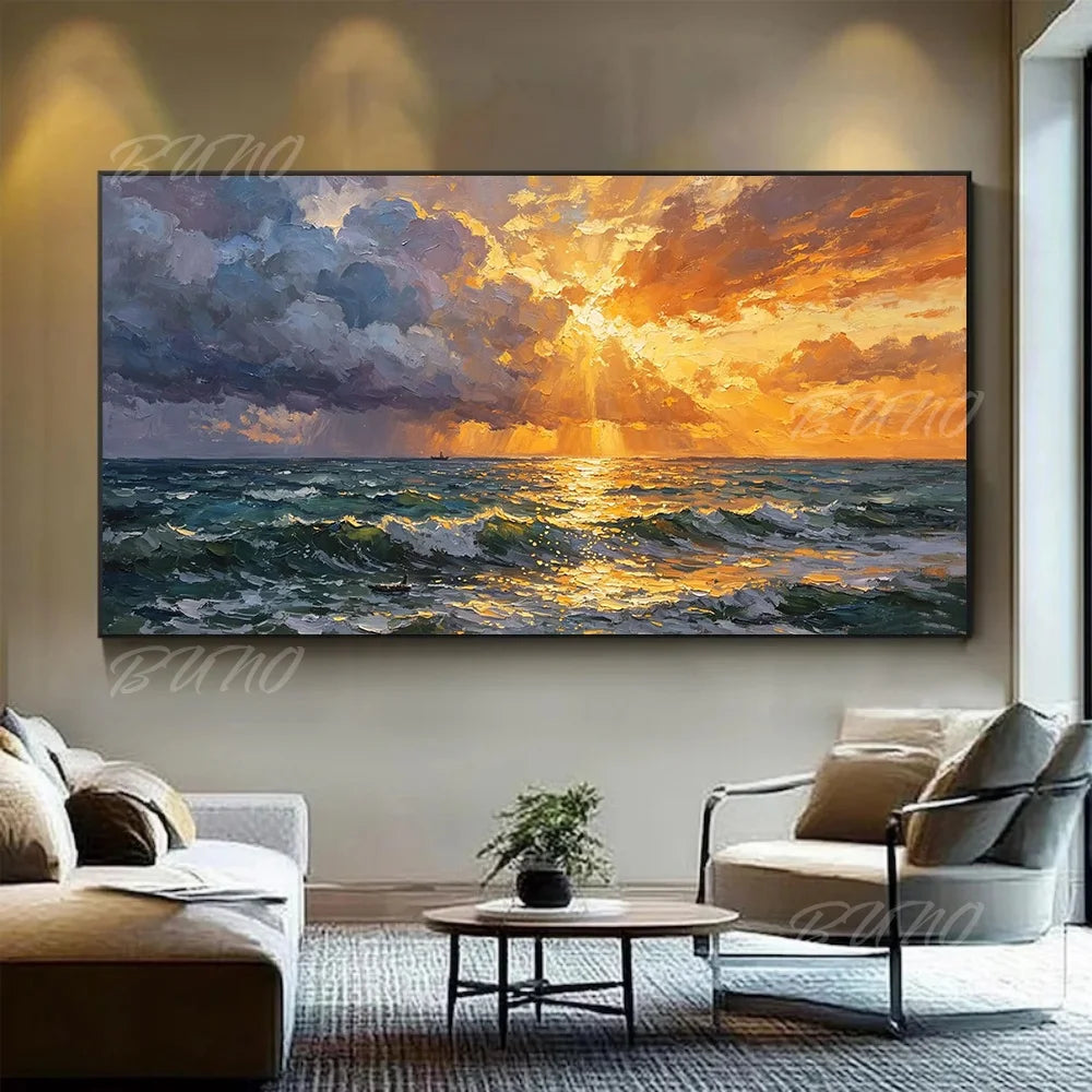 Textured Sunset Seascape Art