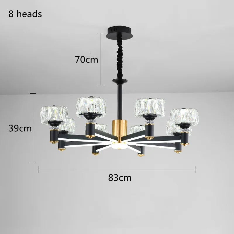 Gold and Black Crystal Chandelier