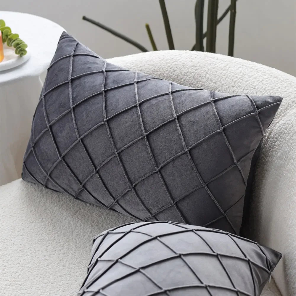 Velvet Plaid Cushion Cover