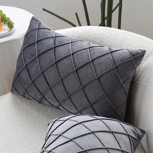 Velvet Plaid Cushion Cover