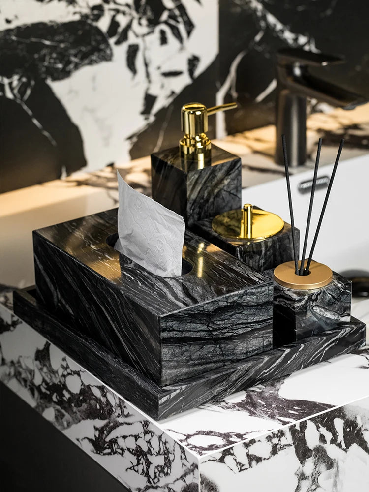Tree Black Natural Marble Bathroom