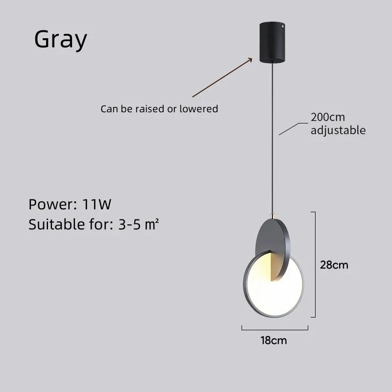 Minimalist Gold Silver Geometric LED Pendant