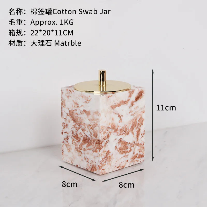 Coral Red Marble Bath Set