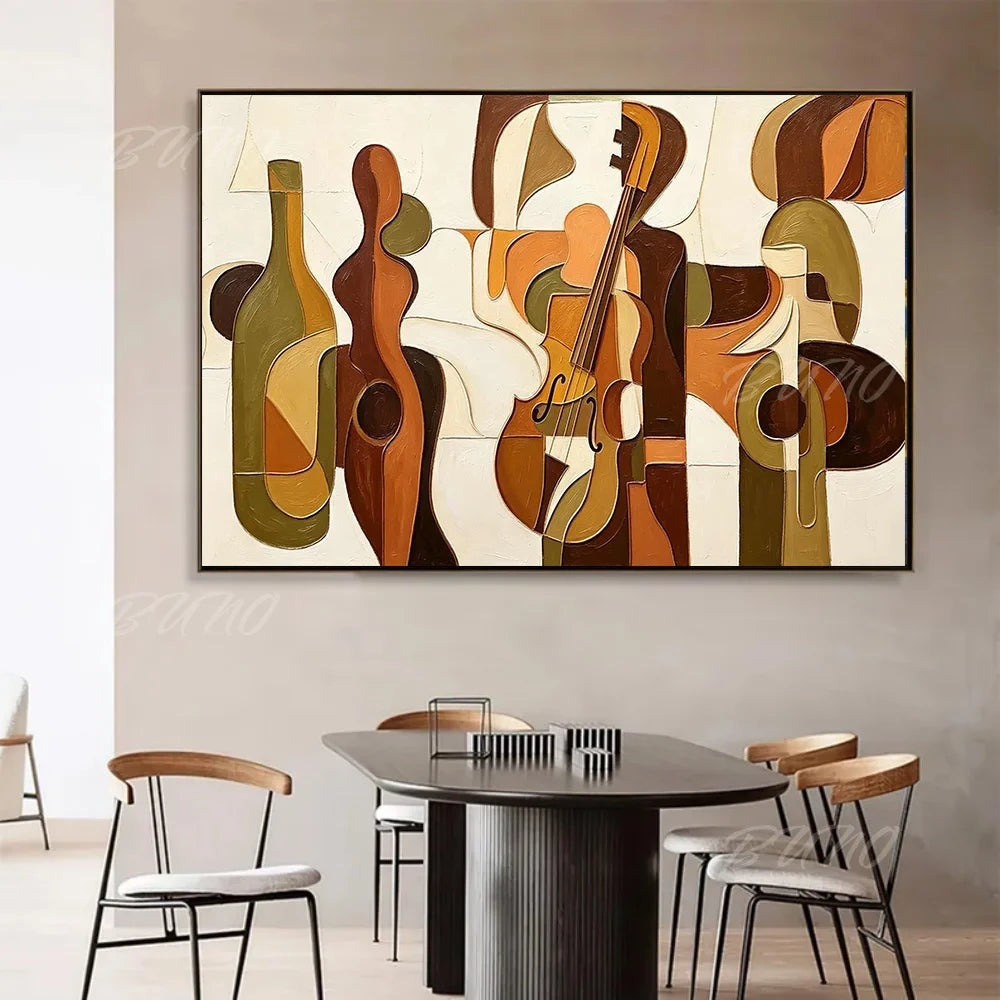 Cubist Violin Earth Tone Art