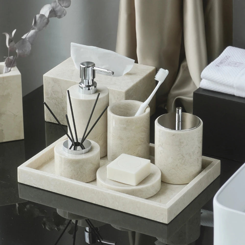Emperador Light Marble Bath Set