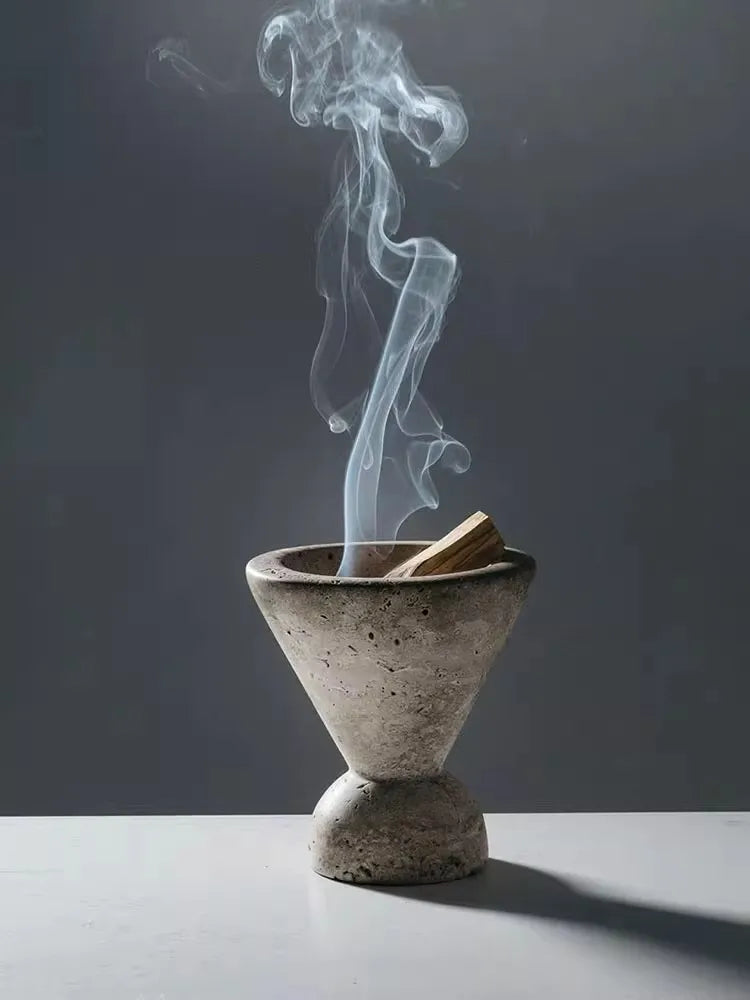 Travertine Palo Santo Holder
