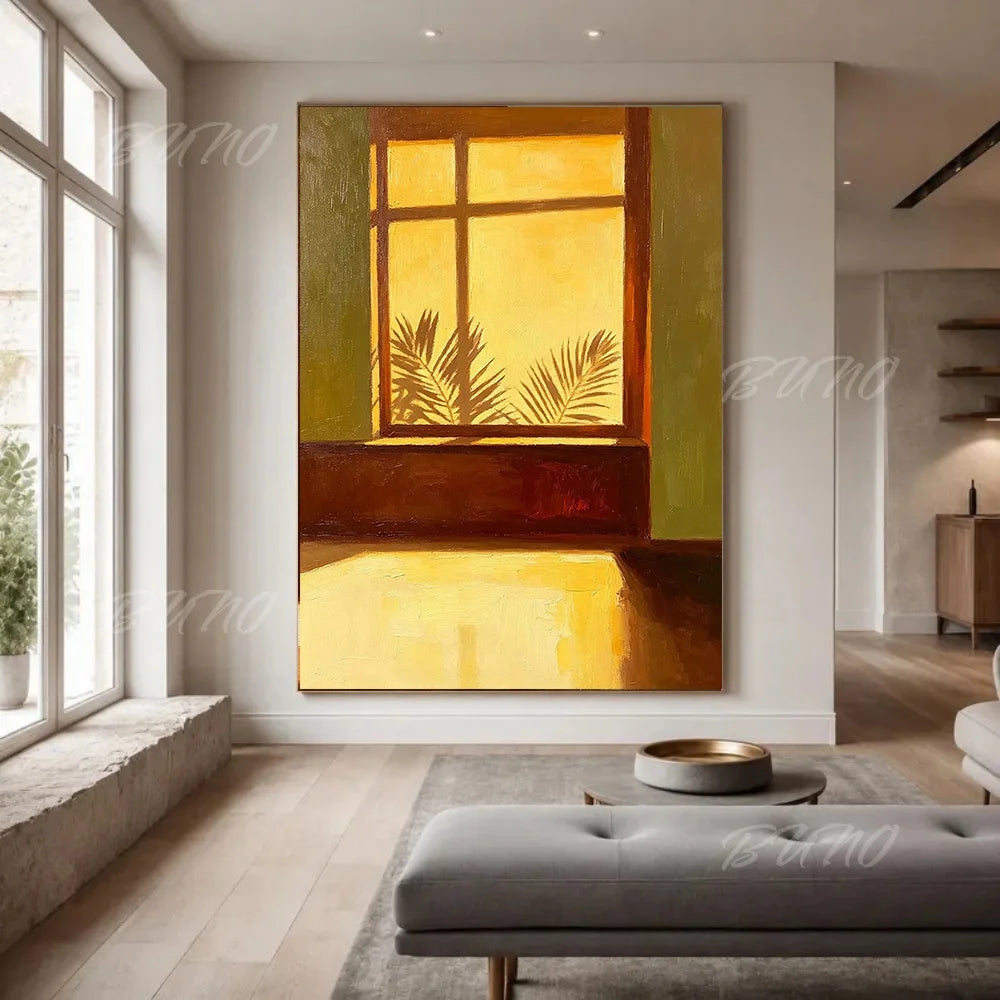 Sunlit Palm Leaf Painting