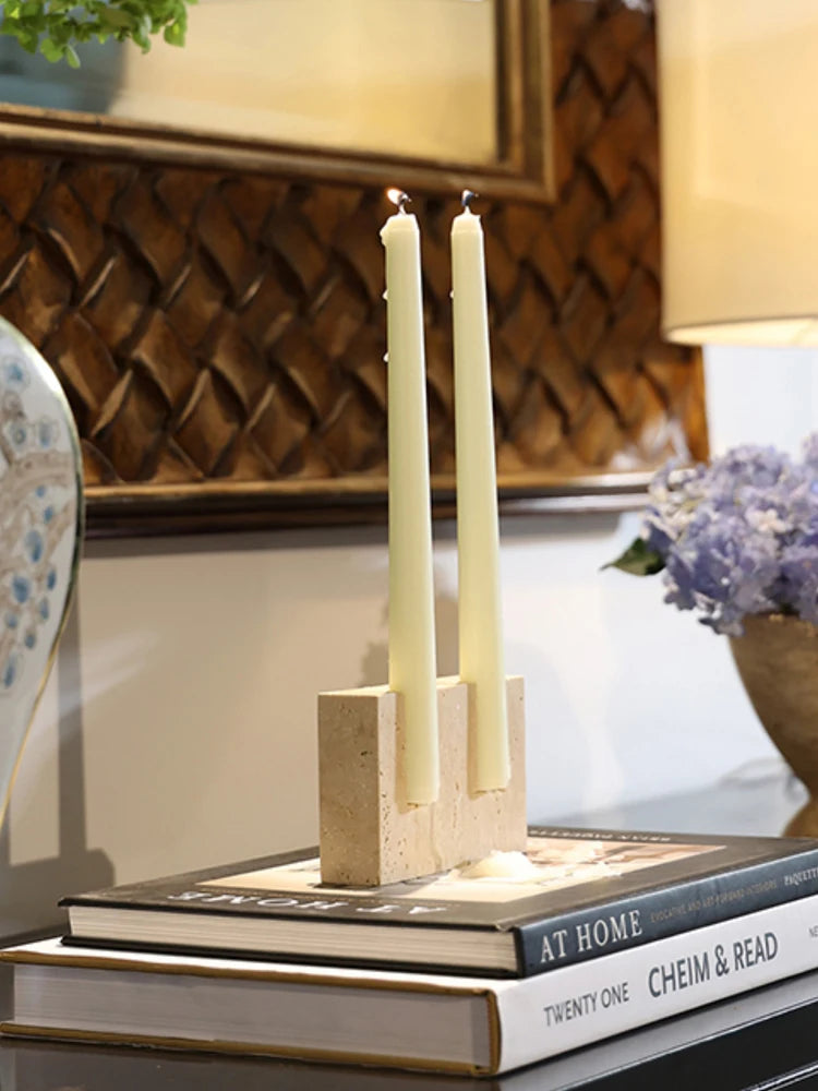 Holes Marble Candlestick Holder