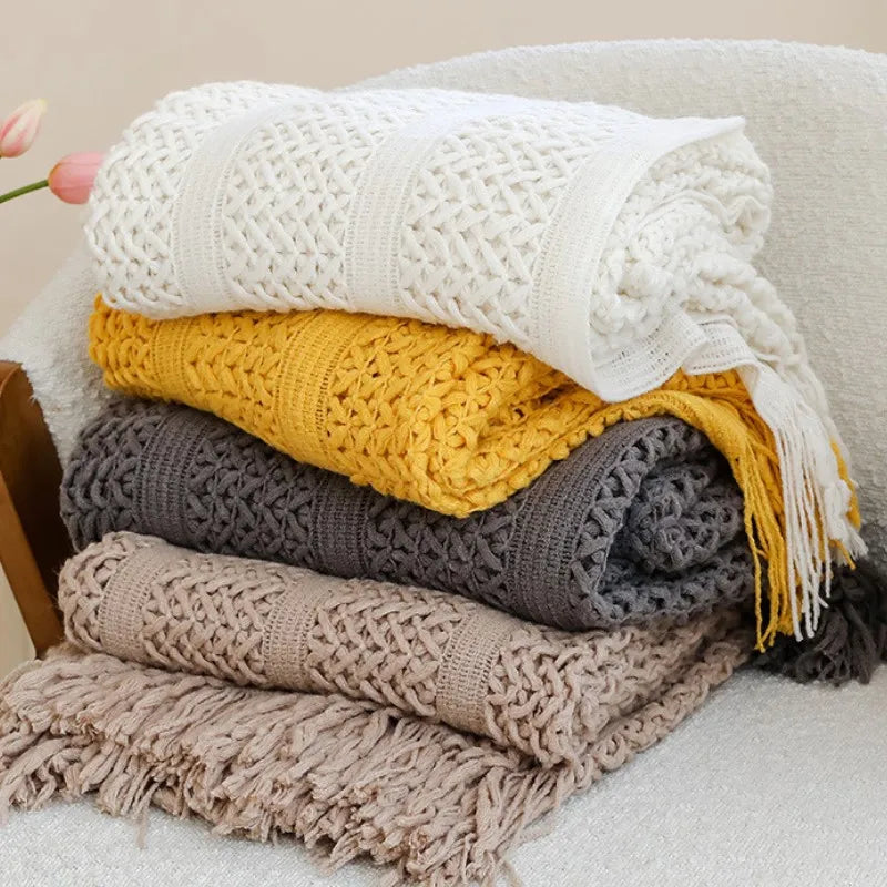 Khaki Grey Knitted Throw