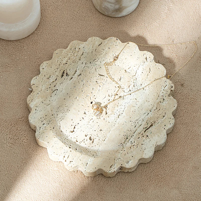 Natural Marble Travertine Serving Tray