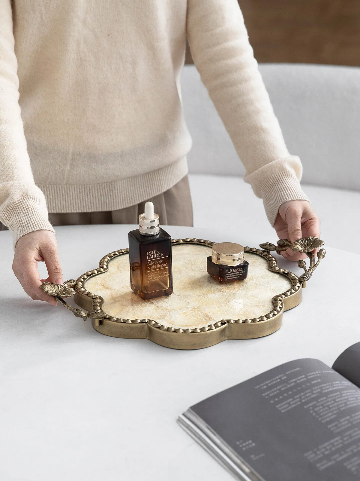 Mother of Pearl Flower Tray
