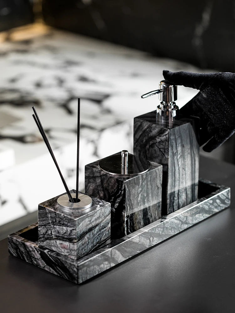 Tree Black Marble Bath Set