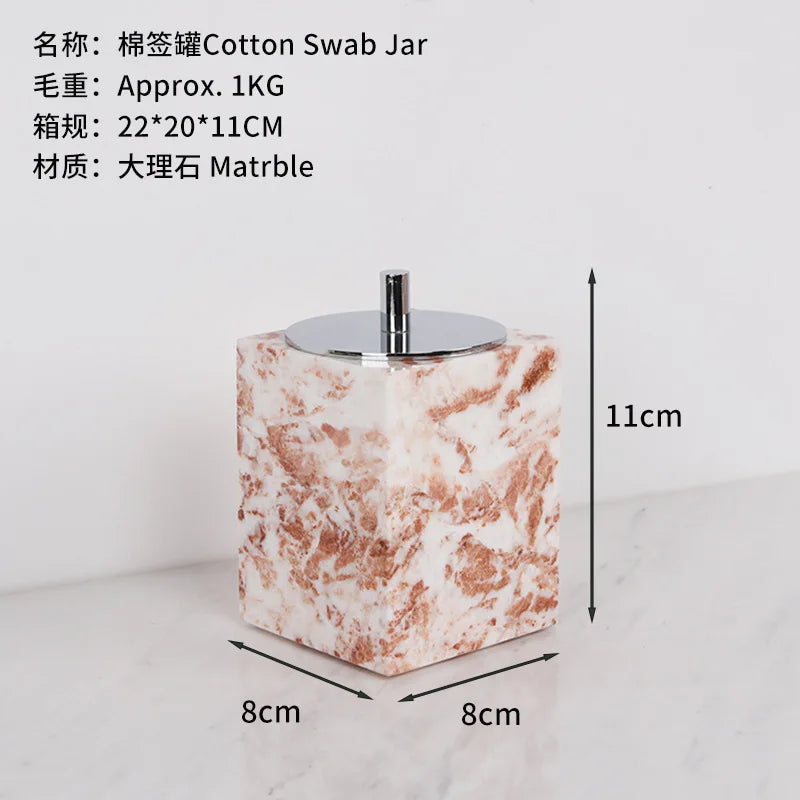 Coral Red Marble Bath Set