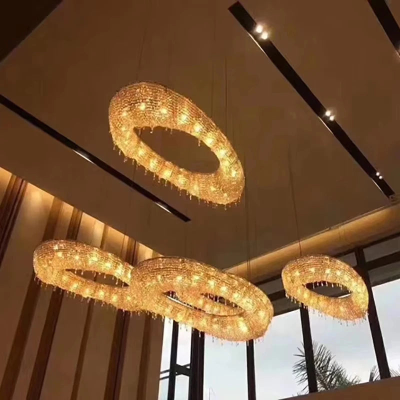 Gold Crystal Foyer Chandelier