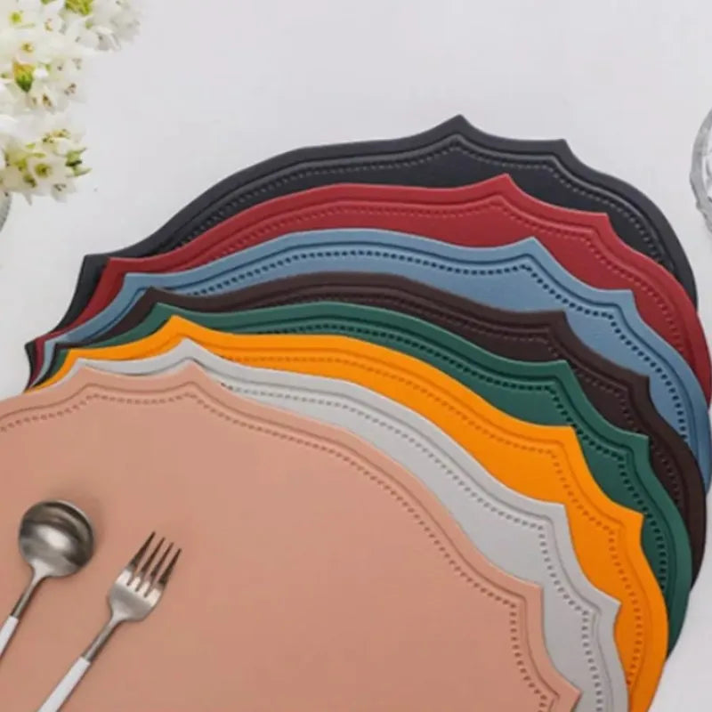 Red Oval Leather Placemats