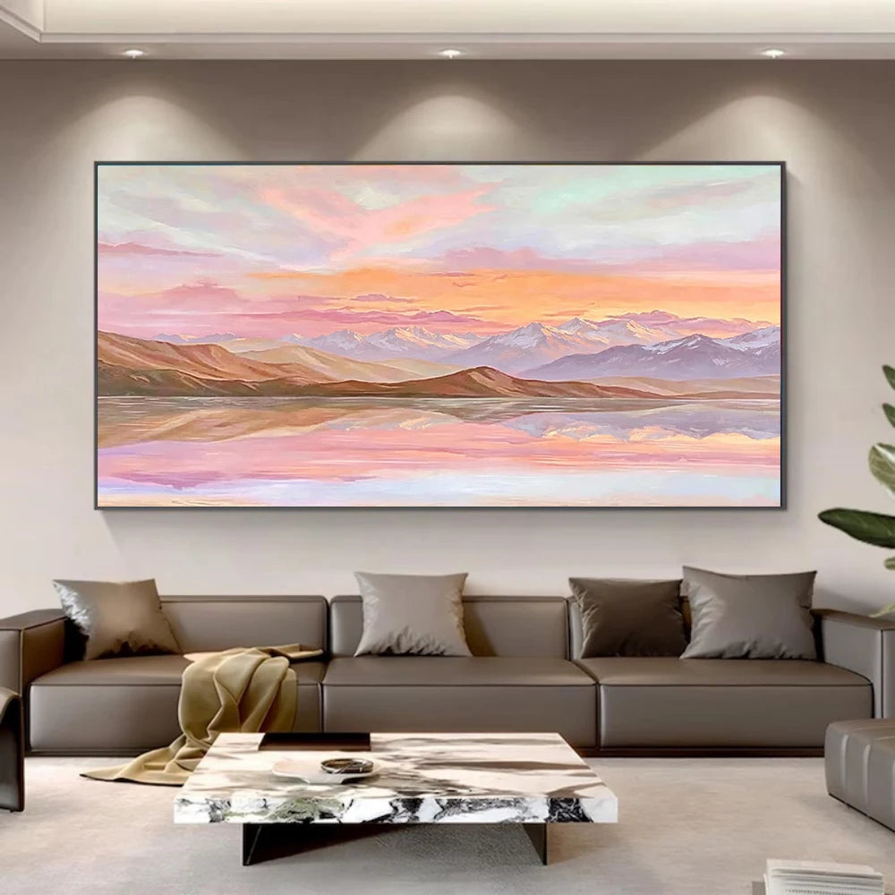 Pastel Sunset Lake Painting