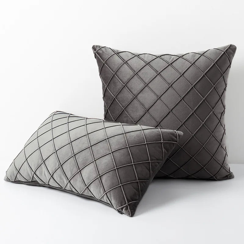 Velvet Plaid Cushion Cover