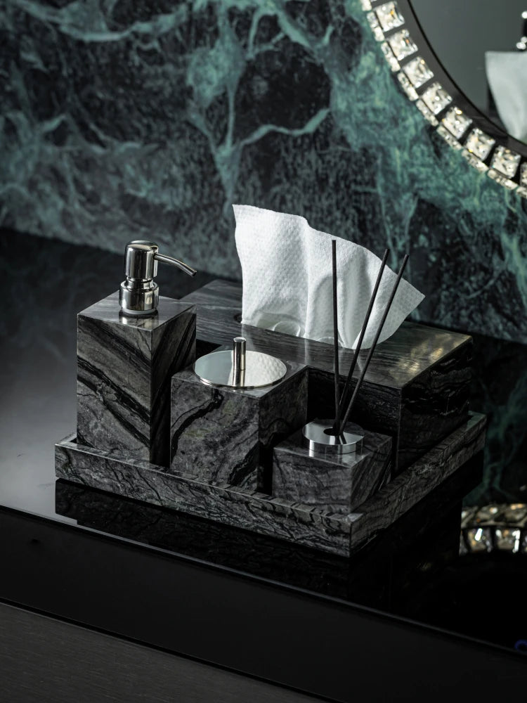 Tree Black Marble Bath Set