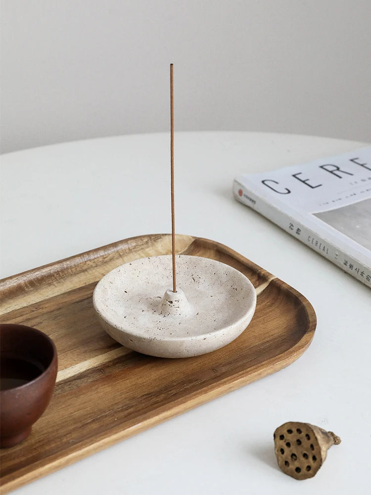 Vintage Travertine Incense Stick Holder