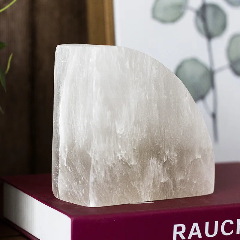 White Onyx Natural Gypsum Mine Bookend