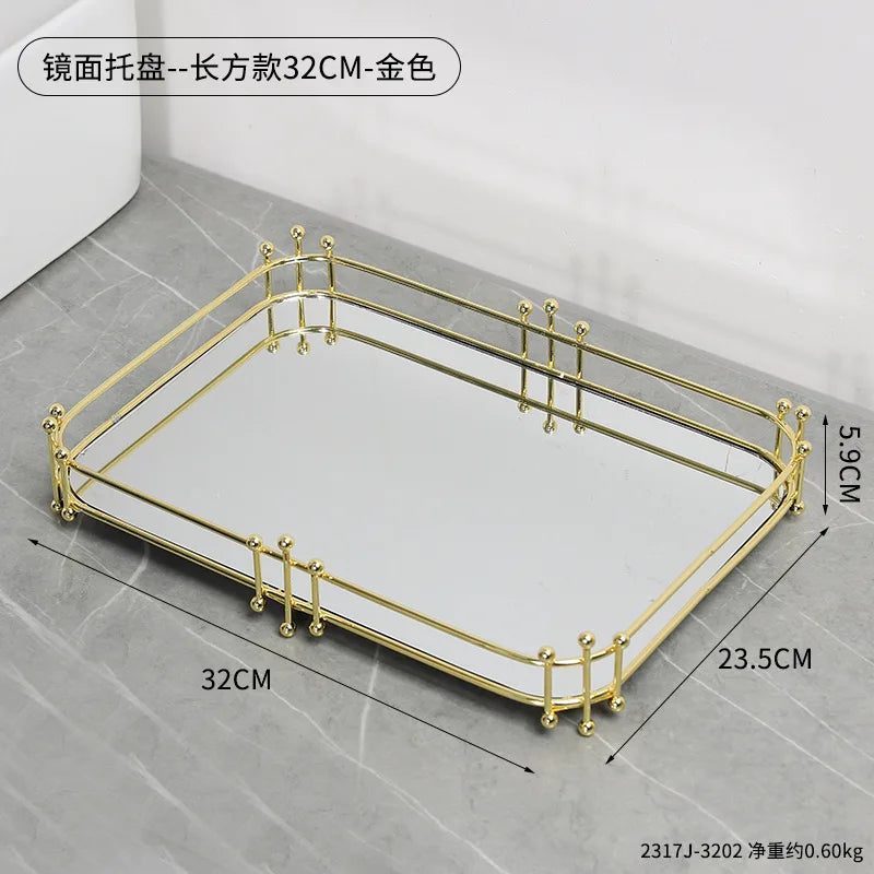 Mirrored Gold Storage Tray
