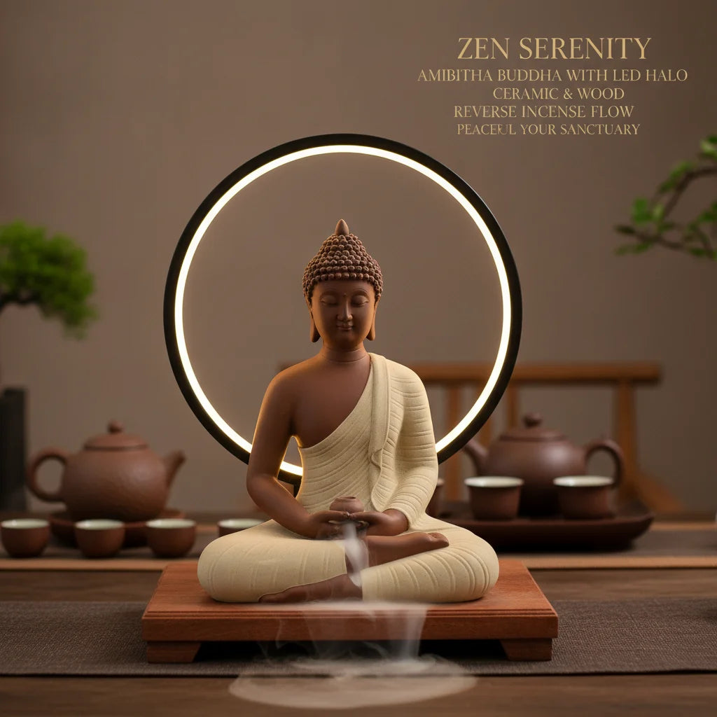 LED Halo Buddha Statue