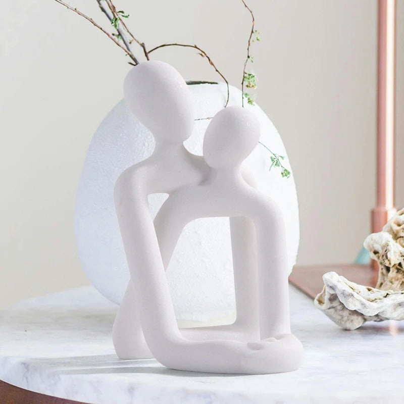 Couple Embrace Phone Holder Sculpture