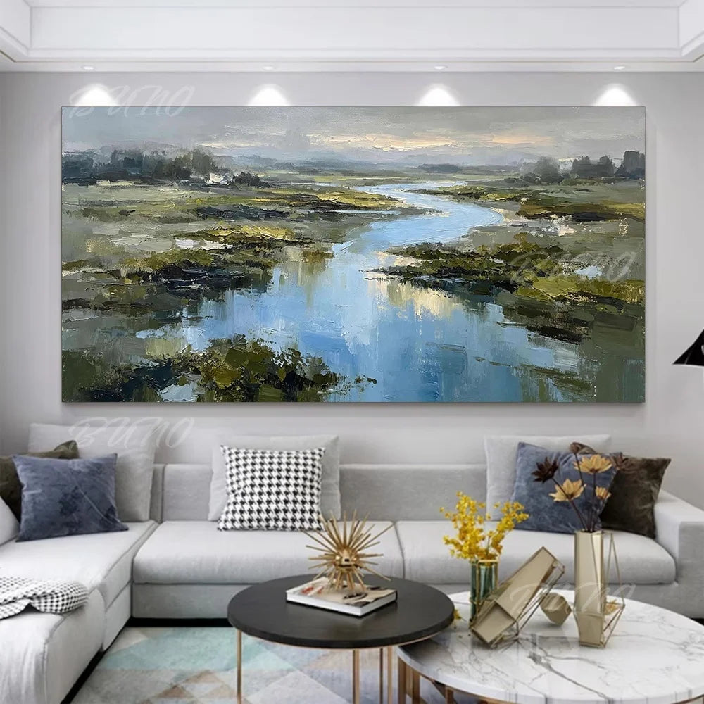 Green Wetland River Art