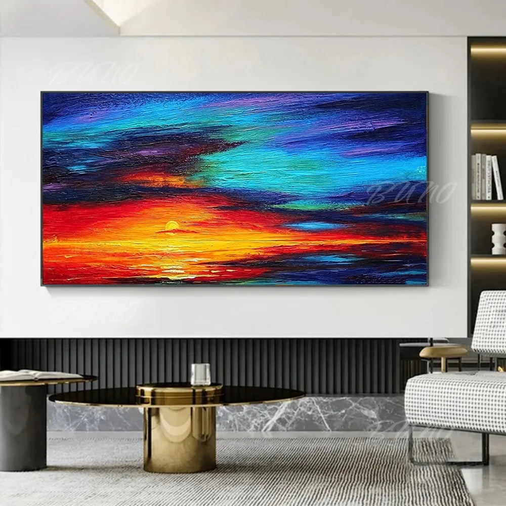 Sea Sunset Impasto Painting